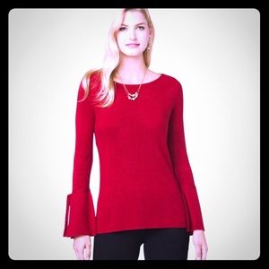 NWT BoHo Red Bell Sleeve Soft Christmas Sweater!